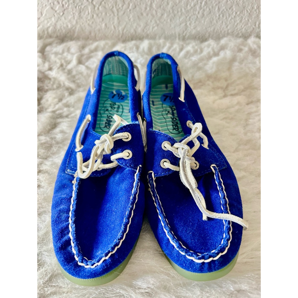 Sperry Top-sider Cobalt Blue Suede Boat Shoes Women Size 7.5M